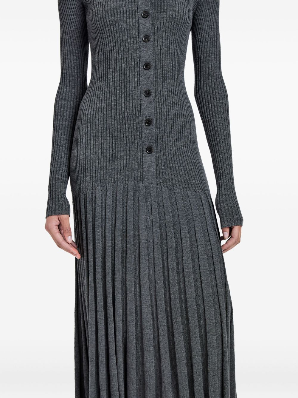 ribbed pleated midi day dress - 5