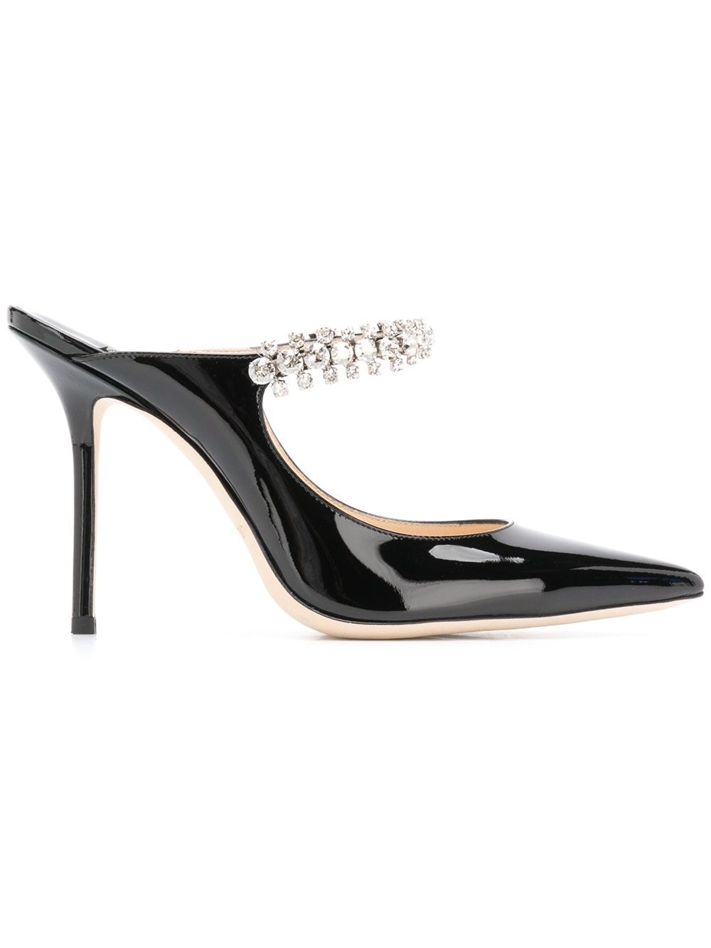 Bing 100 crystal strap detail patent leather mules - 1