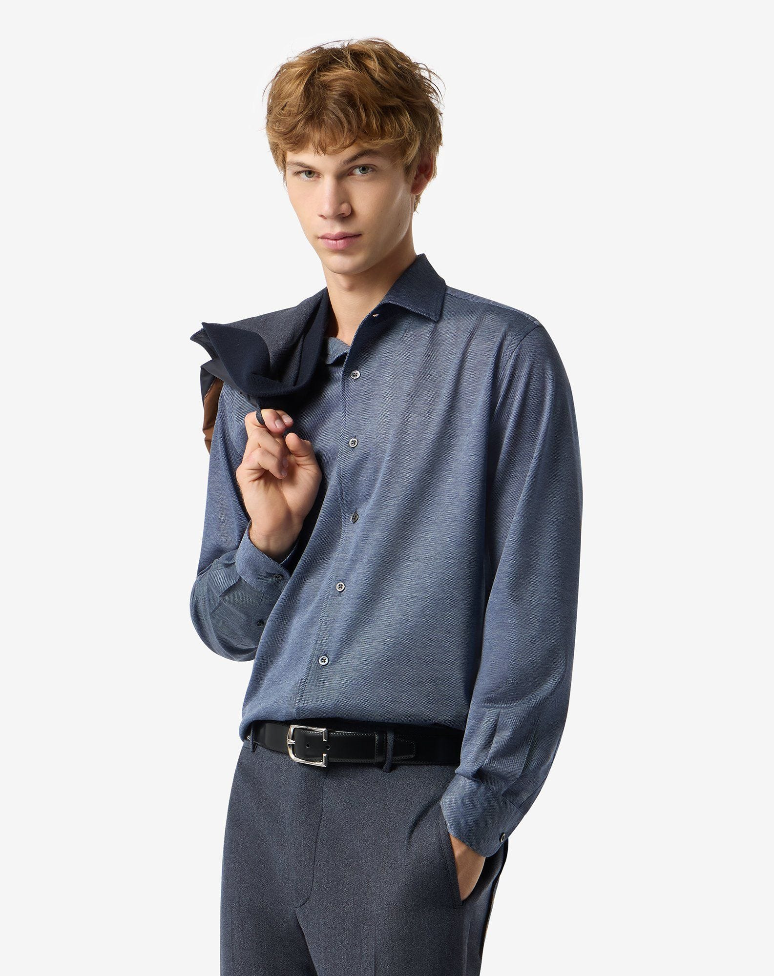 Blue cotton jersey shirt - 2