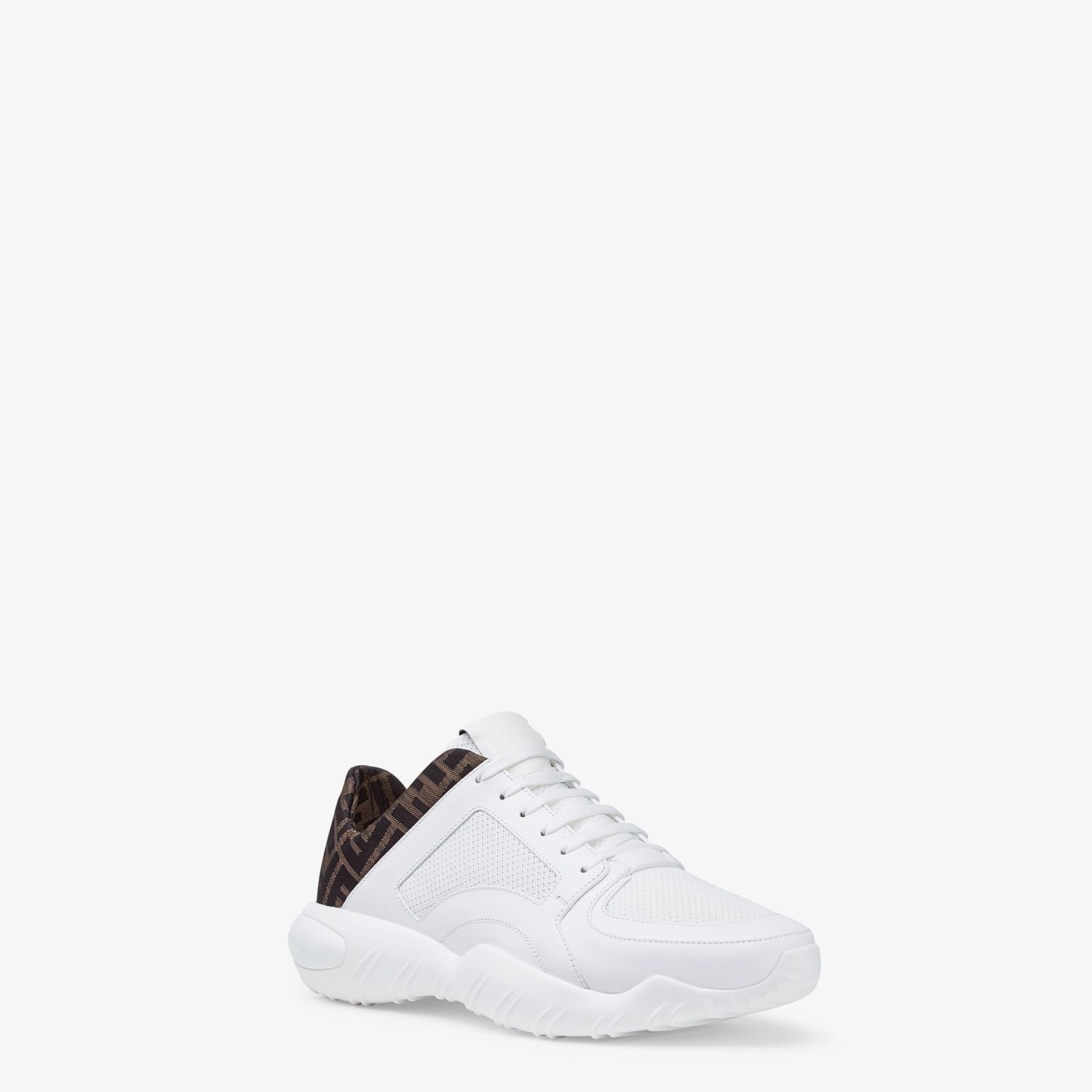 Low-tops in white tech mesh and leather - 2