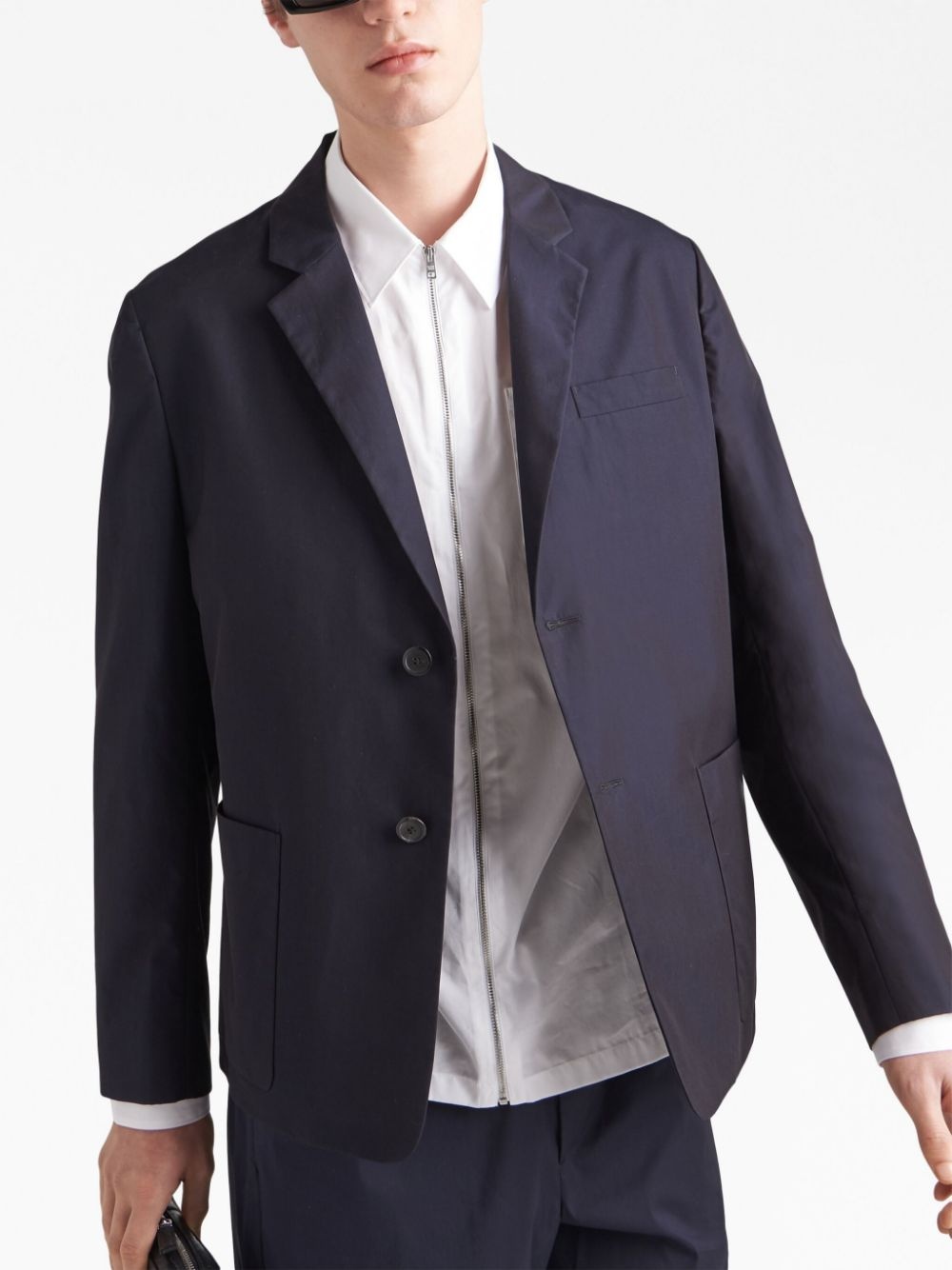 triangle logo cotton blazer - 4