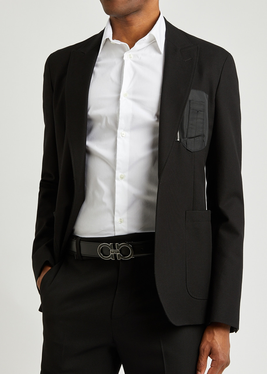 Gancio black leather belt - 2