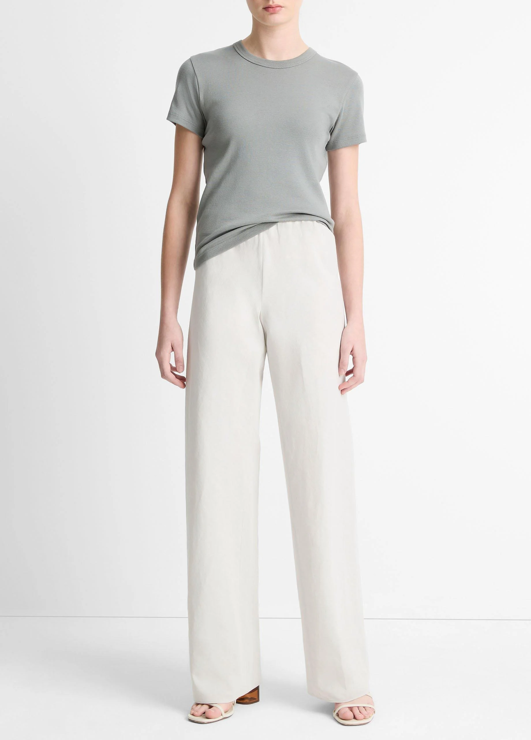 Colette High-Rise Cotton & Linen-Blend Bias Pant - 1