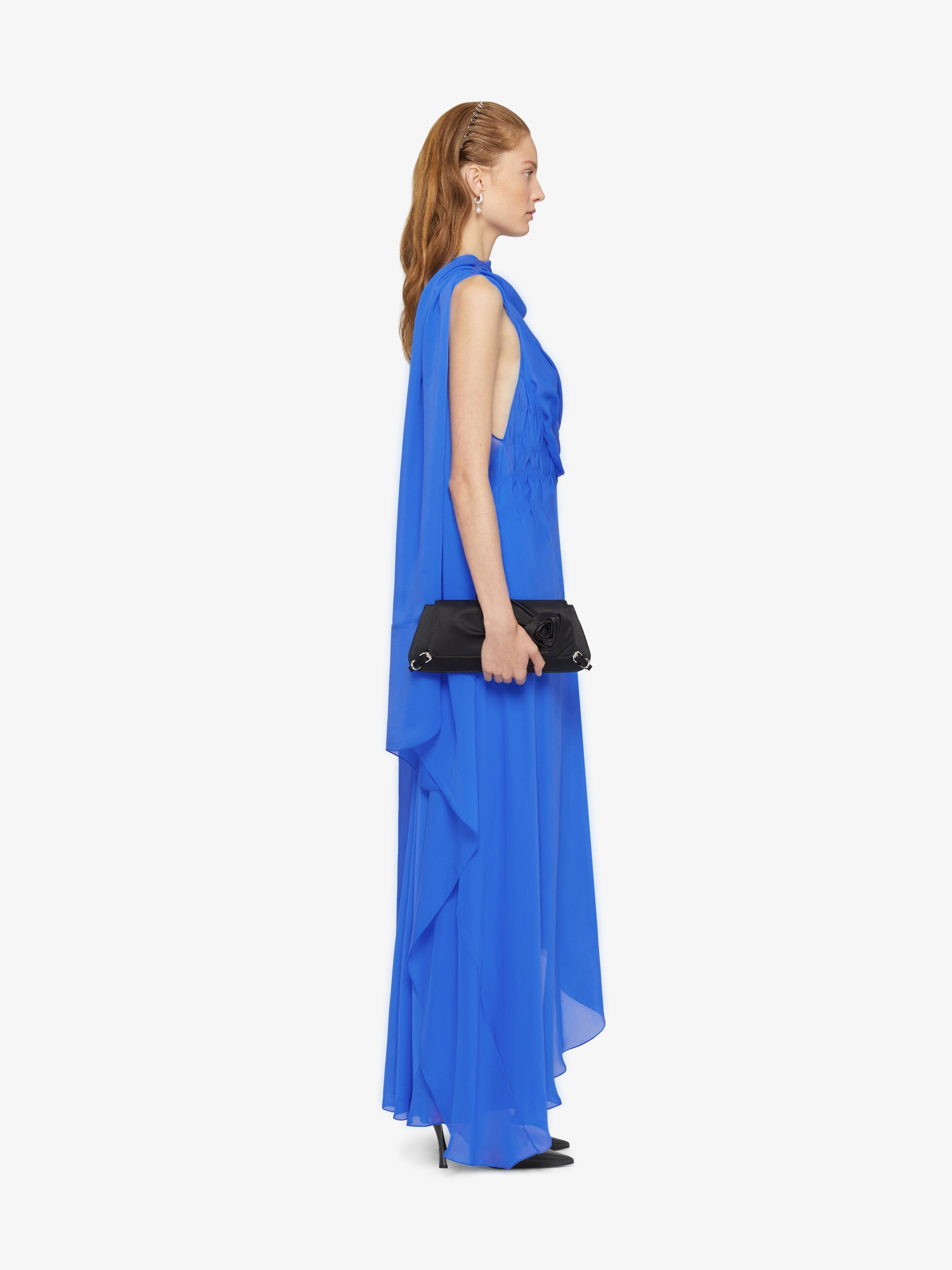 DRAPED DRESS IN SATIN WITH LAVALLIÈRE - 3
