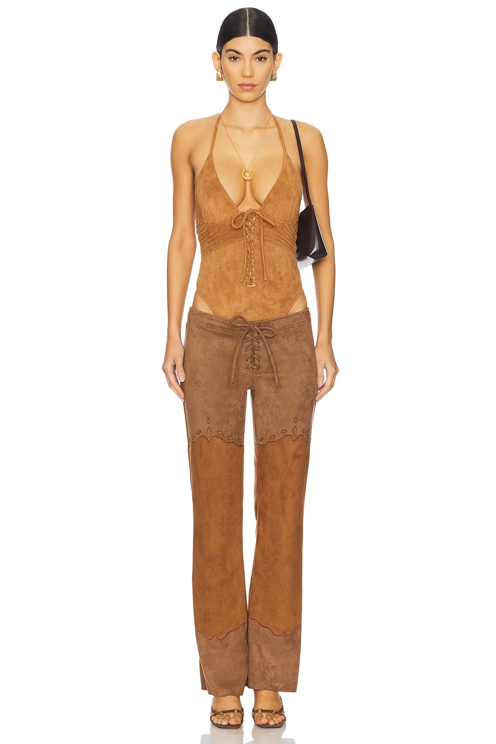 x Bella Hadid Barrel Suede One Piece Swimsuit - 4