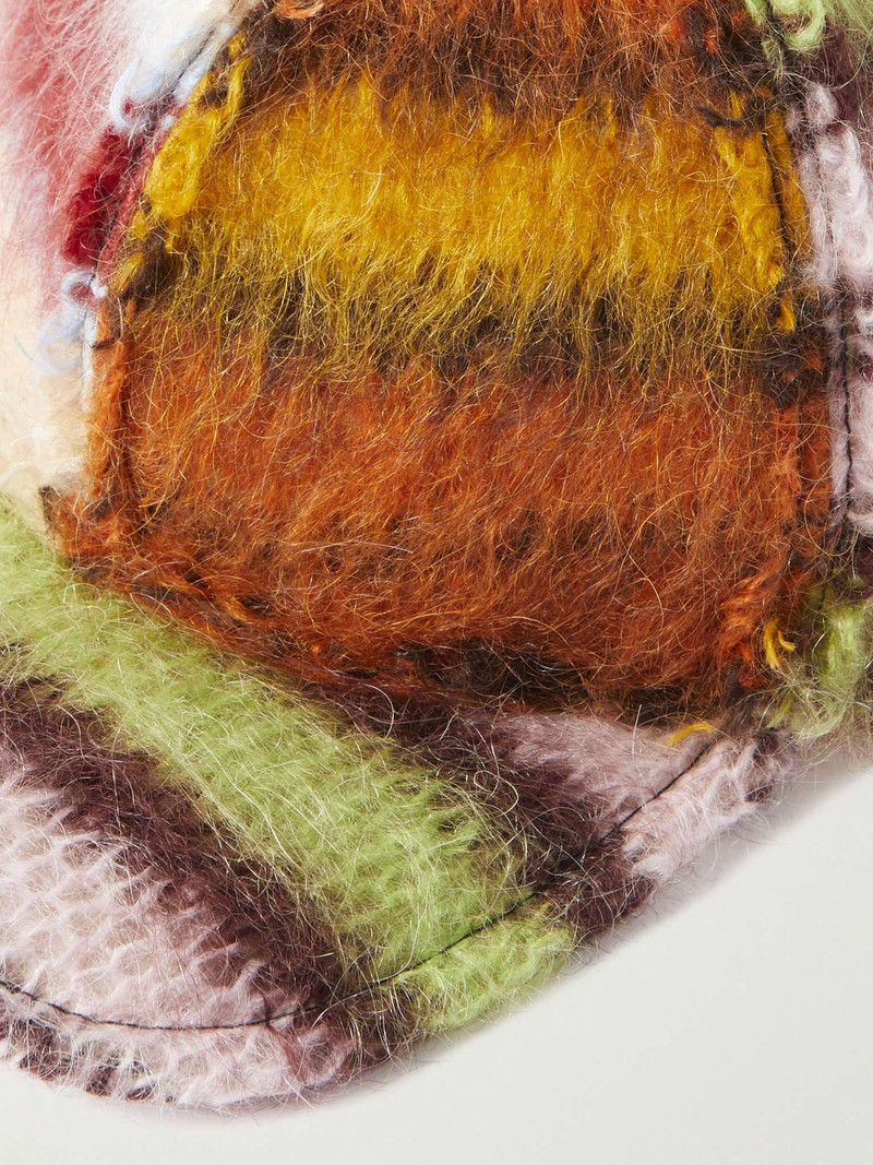 Patchworked Striped Mohair-Blend Baseball Cap 4