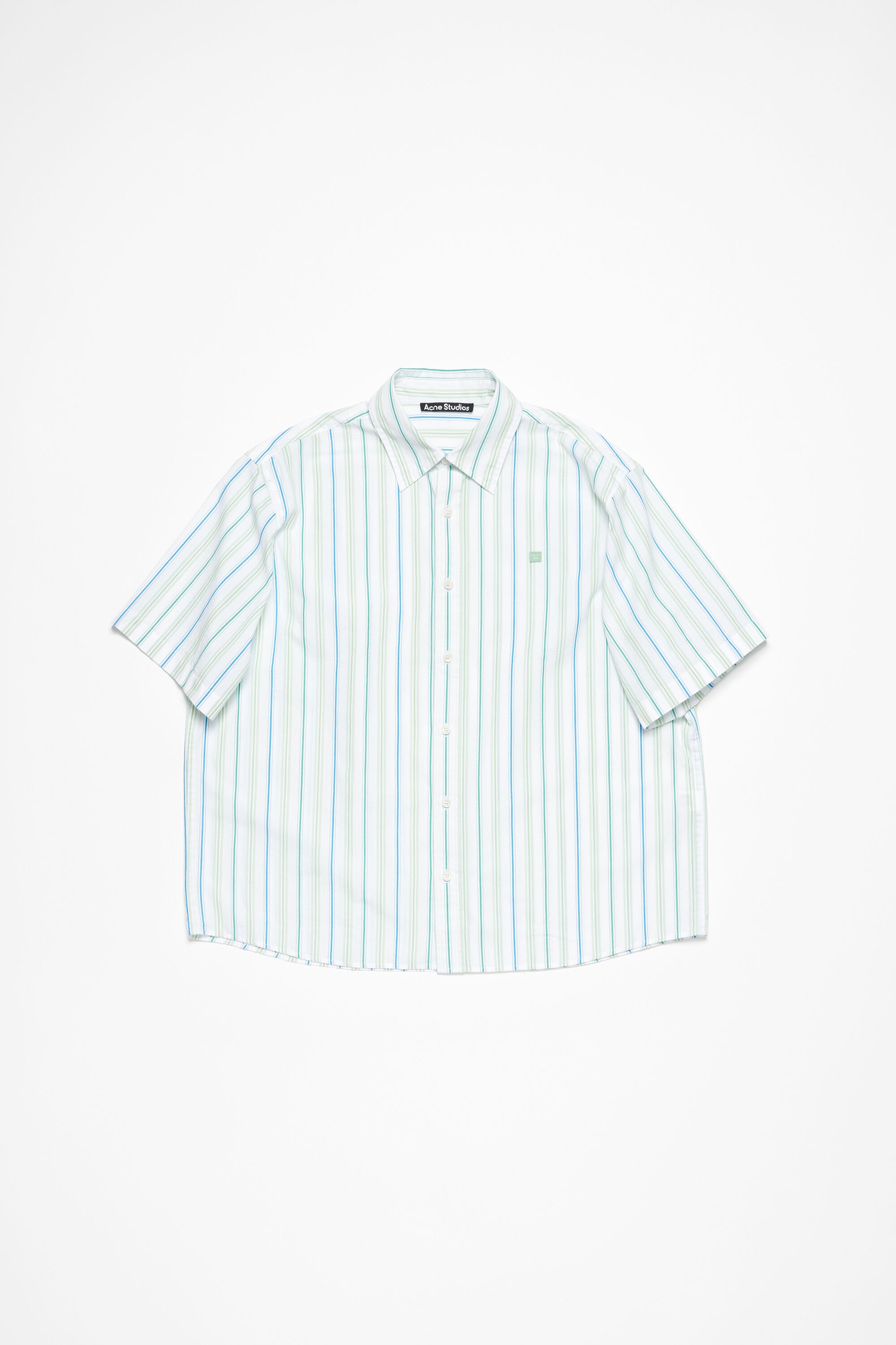 Stripe button-up shirt - Blue/green - 1