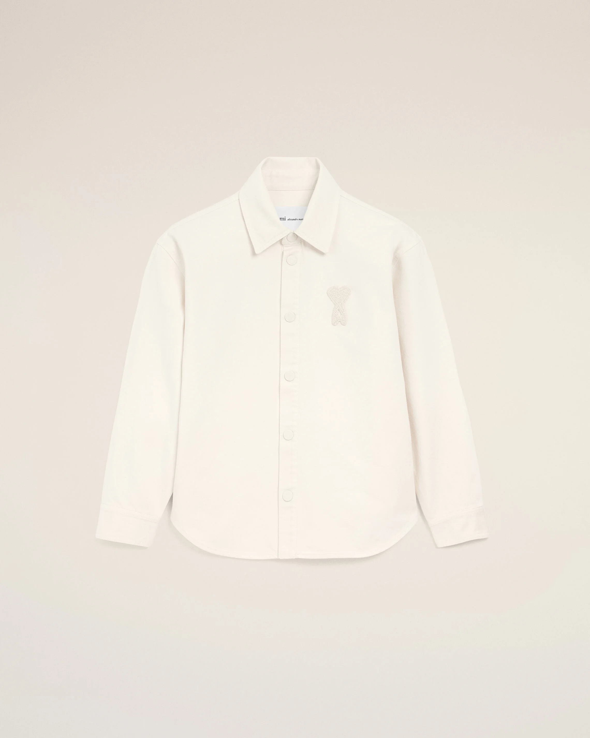 WHITE COTTON KNITTED AMI DE COEUR OVERSHIRT - 1