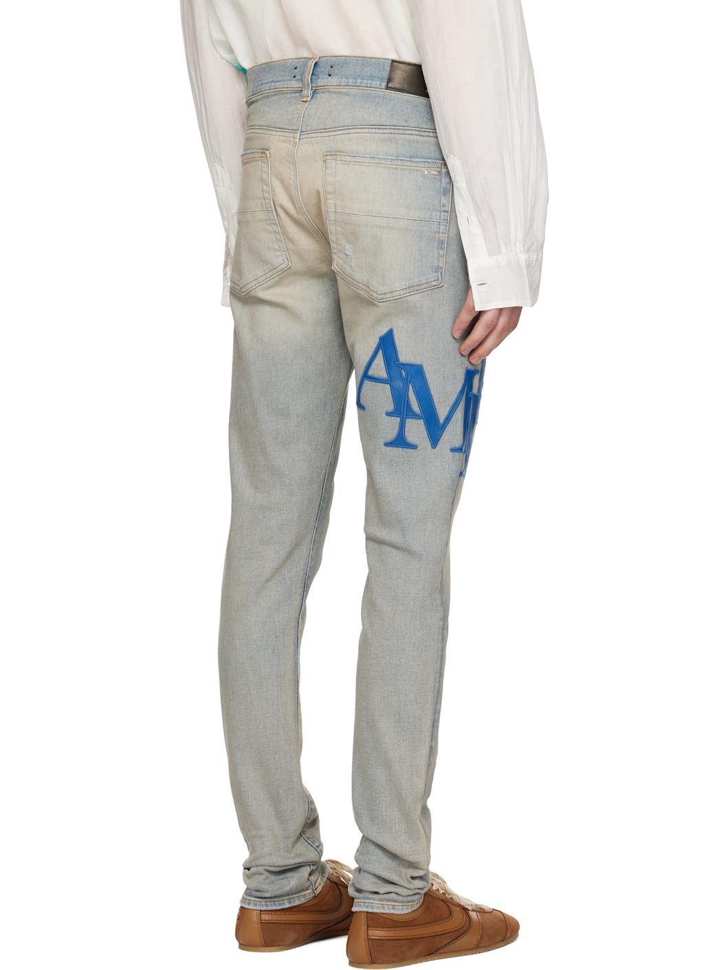 Blue Staggered Logo Skinny Jeans - 3