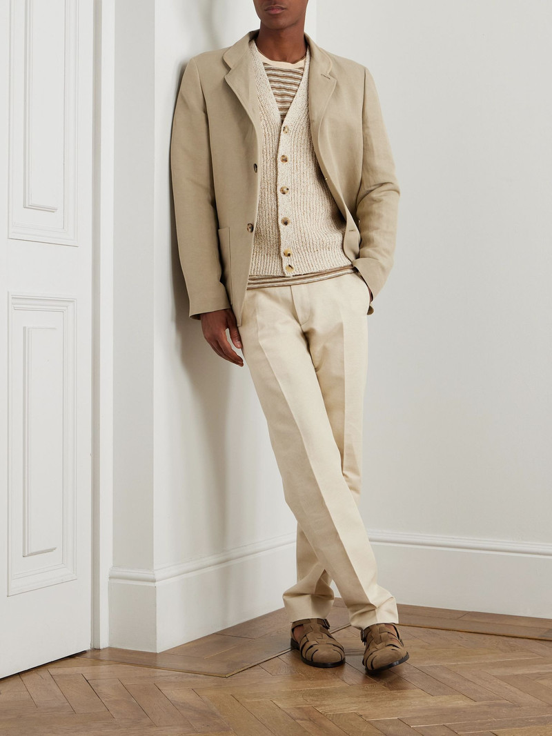 Loro Piana Spagna Unstructured Nehru-Collar Linen and Silk-Blend Twill Jacket Beige outlook