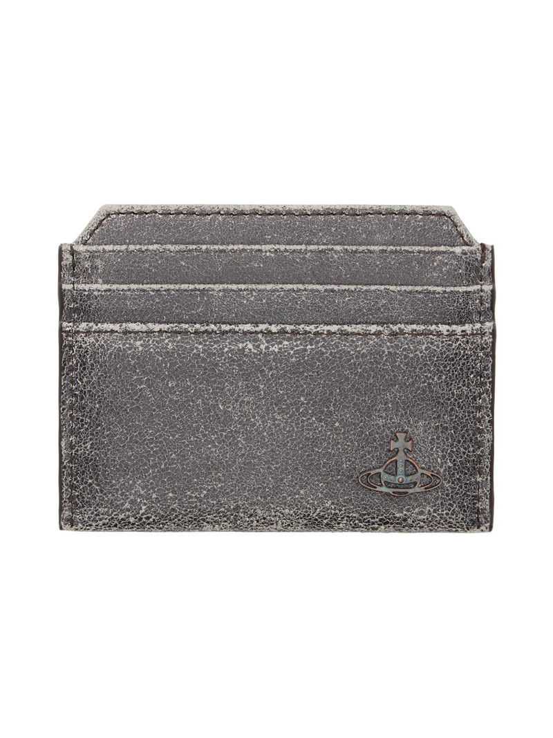 Gray Distressed Leather Slim Card Holder 1