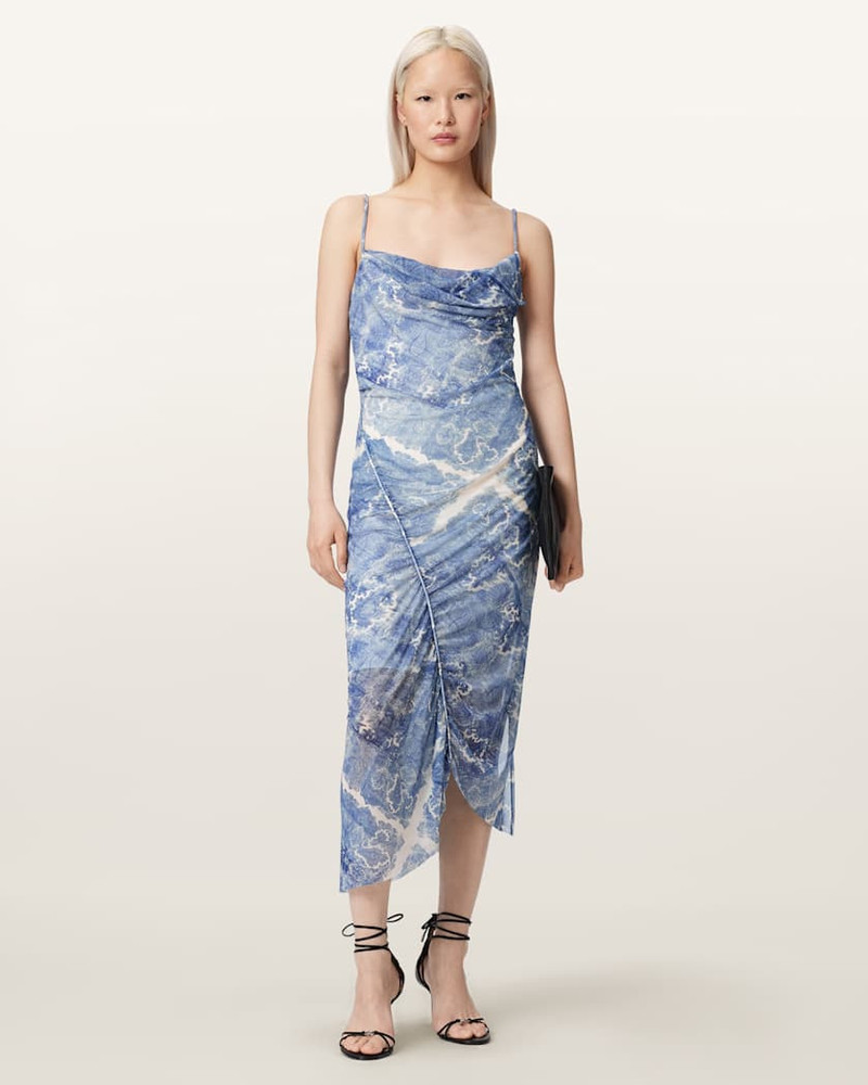 ALLSAINTS ULLA BODYCON PATTERNED MIDI DRESS outlook