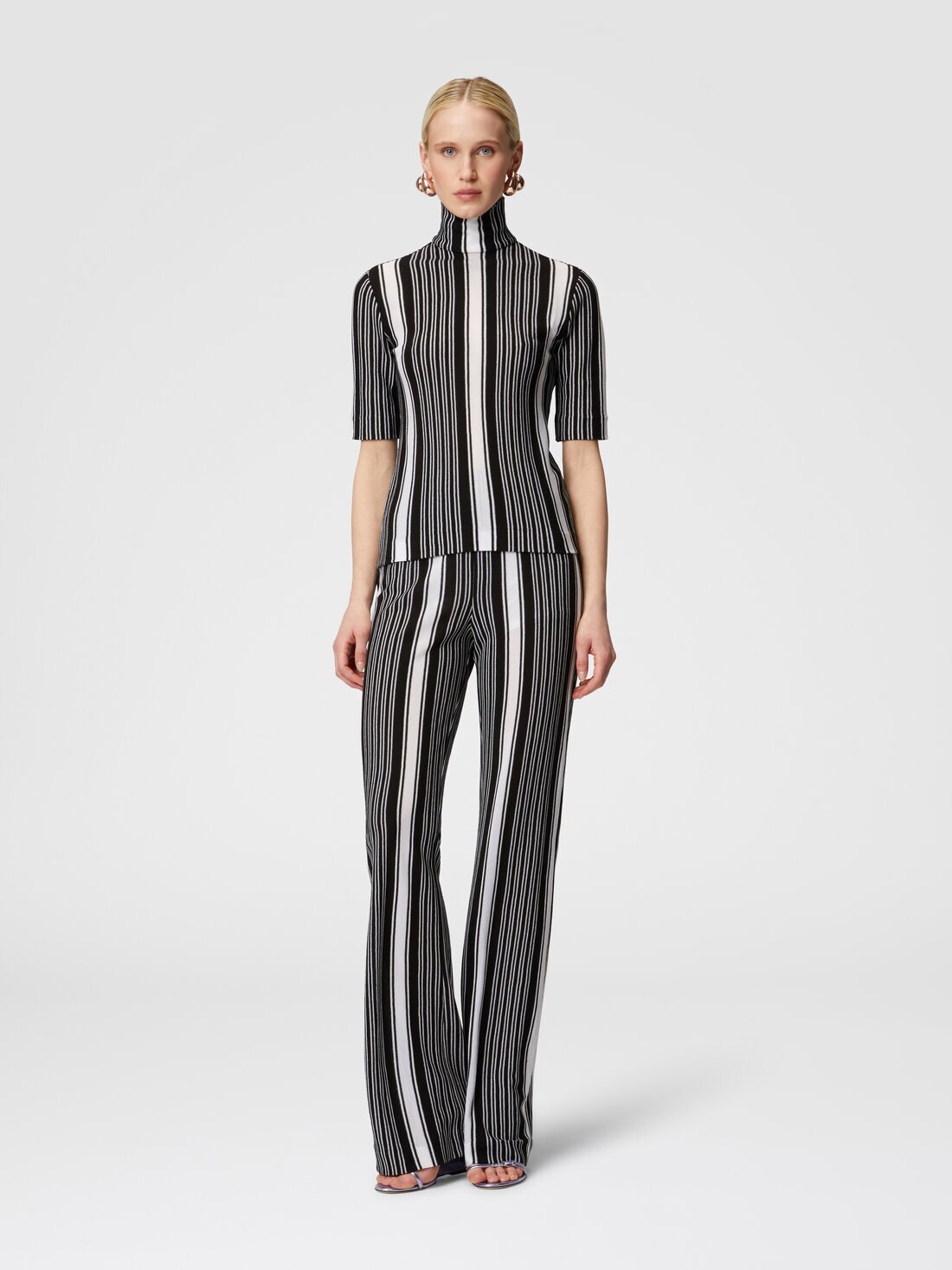 Straight striped trousers in cotton and viscose - 2