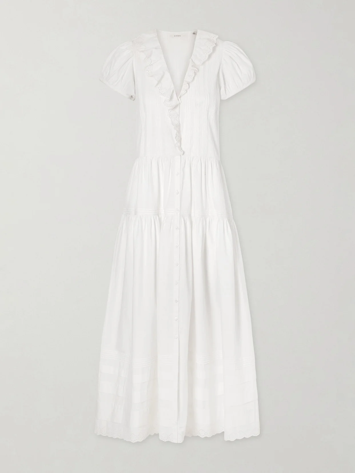 Eliette Ruffled Brodeire Anglaise-trimmed Organic Cotton Midi Dress - 1