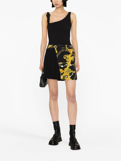 VERSACE JEANS COUTURE Logo Couture pleated denim skirt outlook