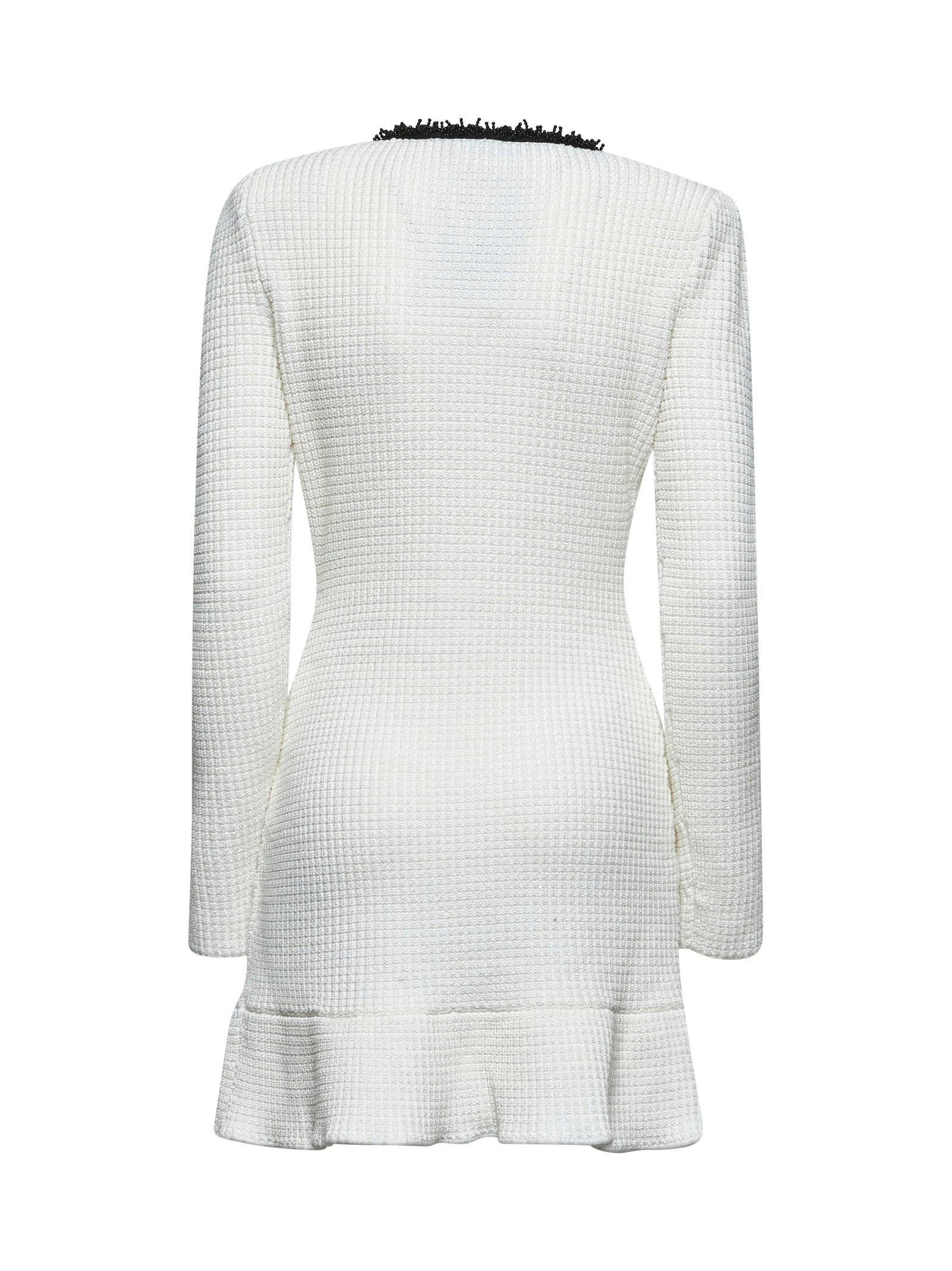 White textured knit mini dress - 2