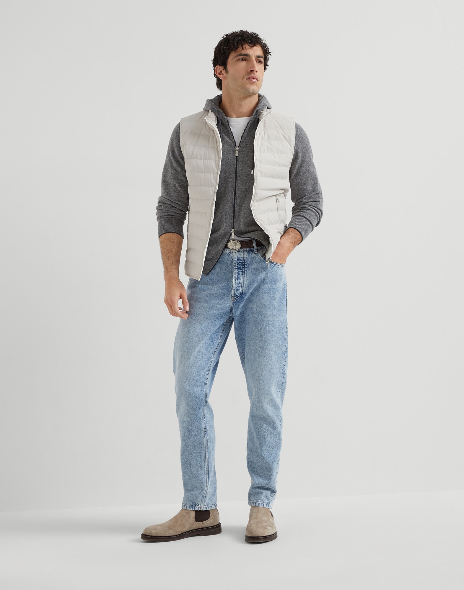 Cashmere sweatshirt-style cardigan with hood - 5