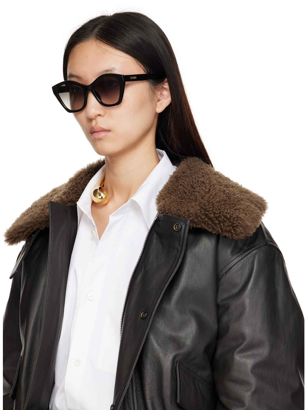 Black Lettering Cat-Eye Sunglasses - 4