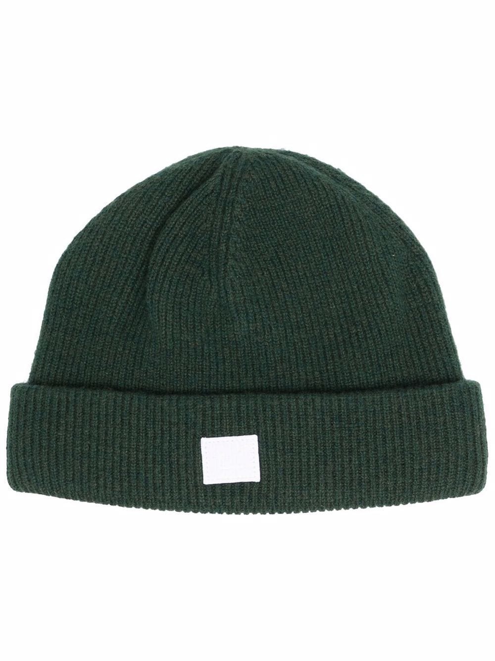 face-patch ribbed knit beanie - 1