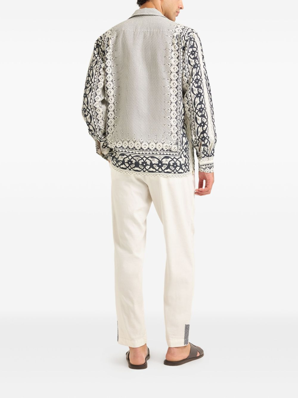 patterned linen polo shirt - 3