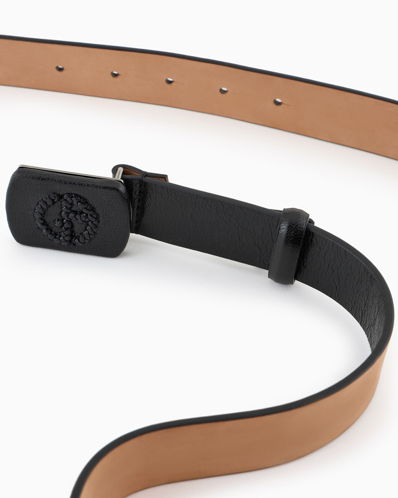 GIORGIO ARMANI Vintage-effect leather belt outlook