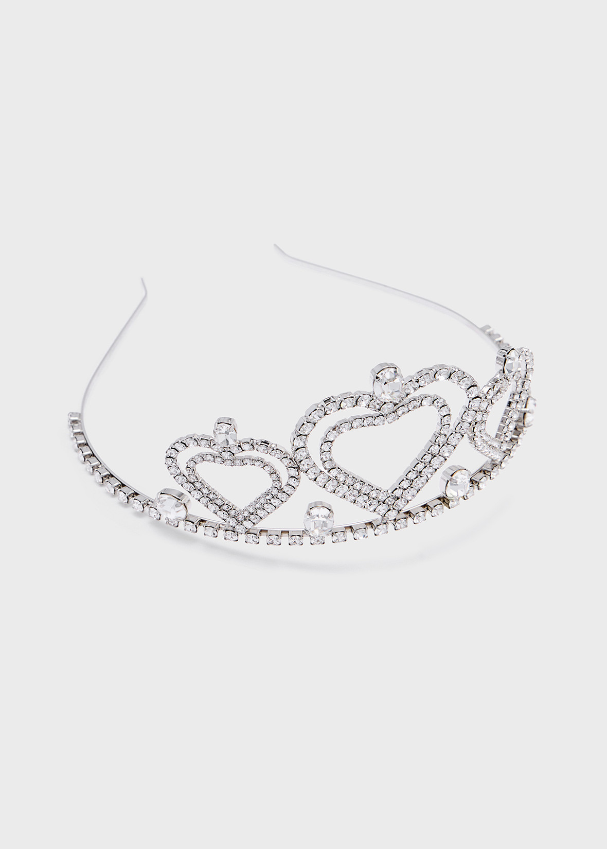 METAL TIARA WITH CRYSTALS AND HEARTS - 3