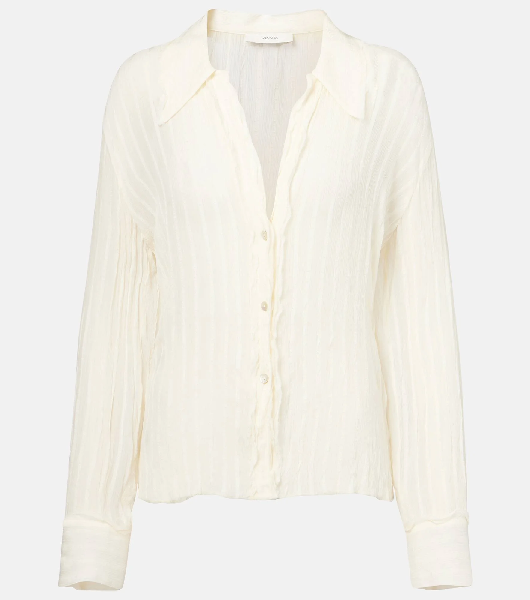 Ruffled striped semi-sheer shirt - 1