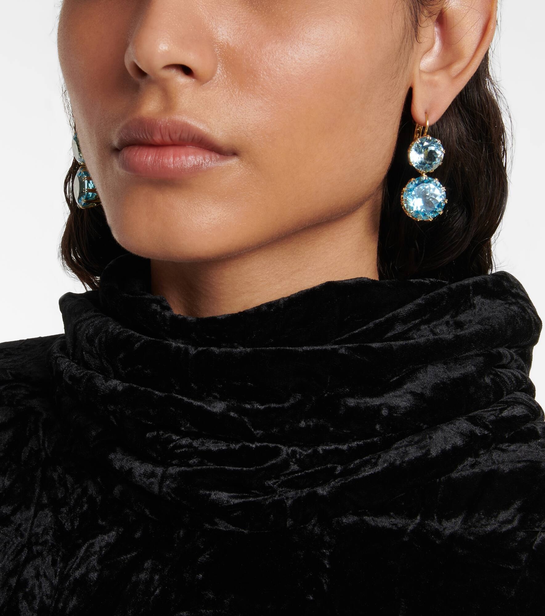 18kt yellow gold earrings with topaz - 5