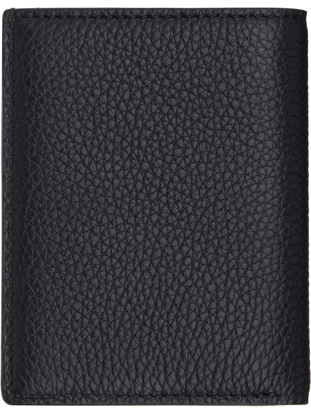 Black Grain Leather Folding Card Holder - 2