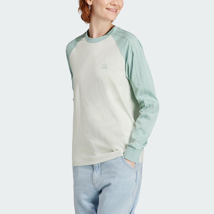 (WMNS) adidas originals Long Sleeve T-Shirt 'White Green' IN4136 - 2