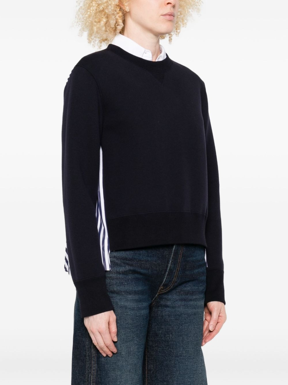 Sacai Women Cotton And Nylon Crewneck Sweater - 5