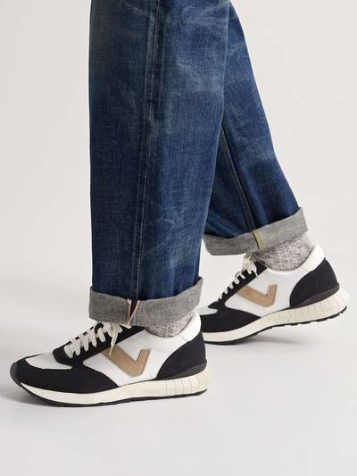 visvim Dunand Suede and Leather-Trimmed Mesh Sneakers outlook