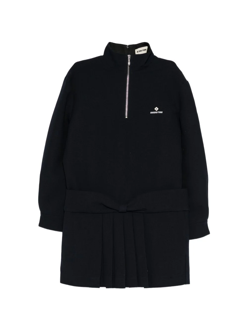 pleated bow-detail dress - 1