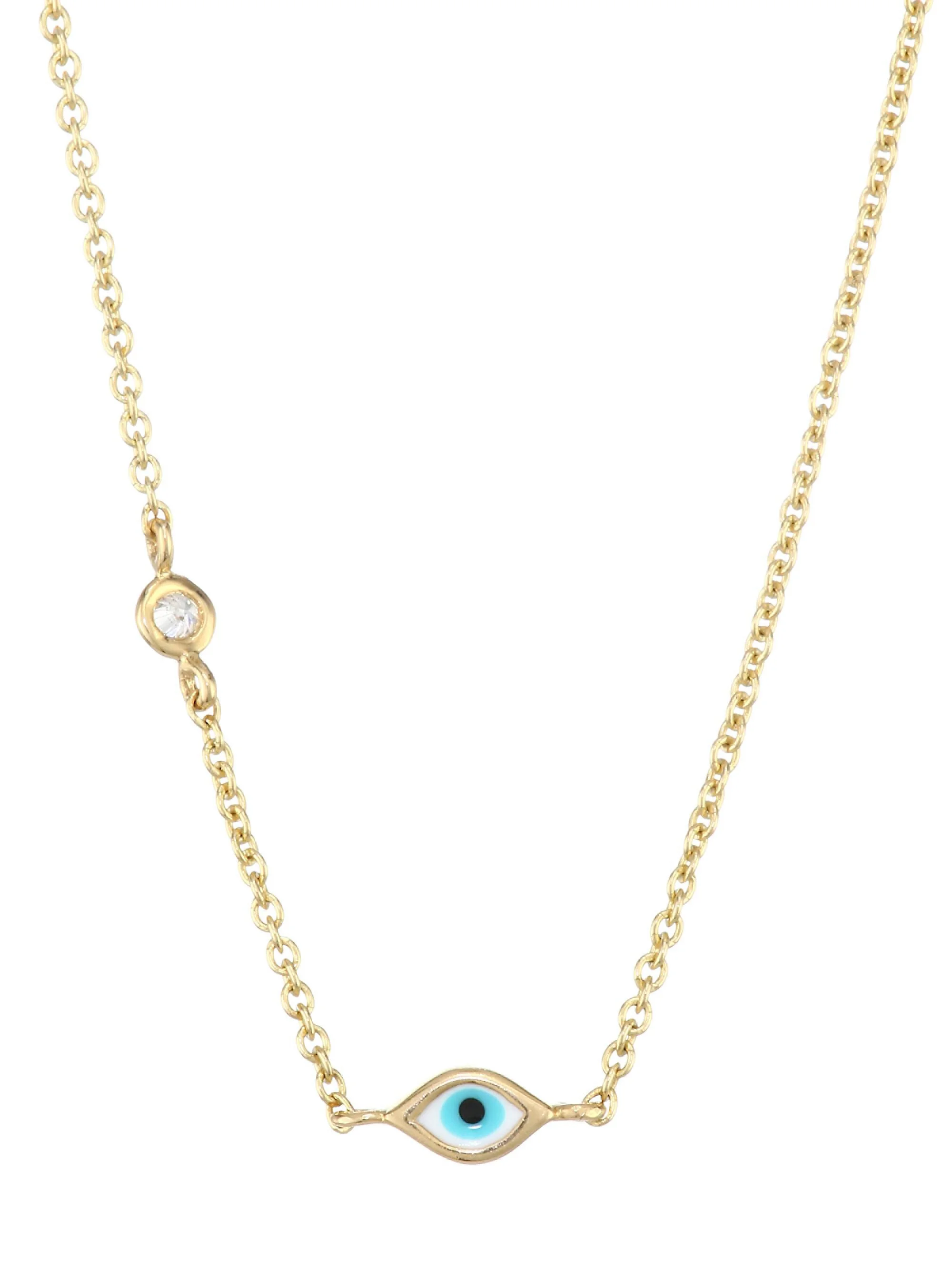 Women's Evil Eye Diamond & 14K Yellow Gold Pendant Necklace - Gold - 1