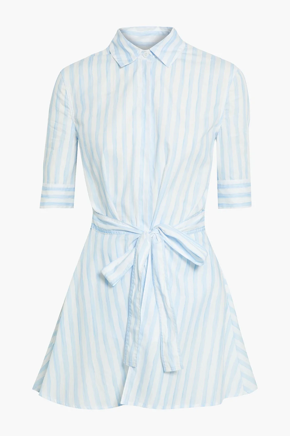 Belted striped cotton-poplin shirt - 1
