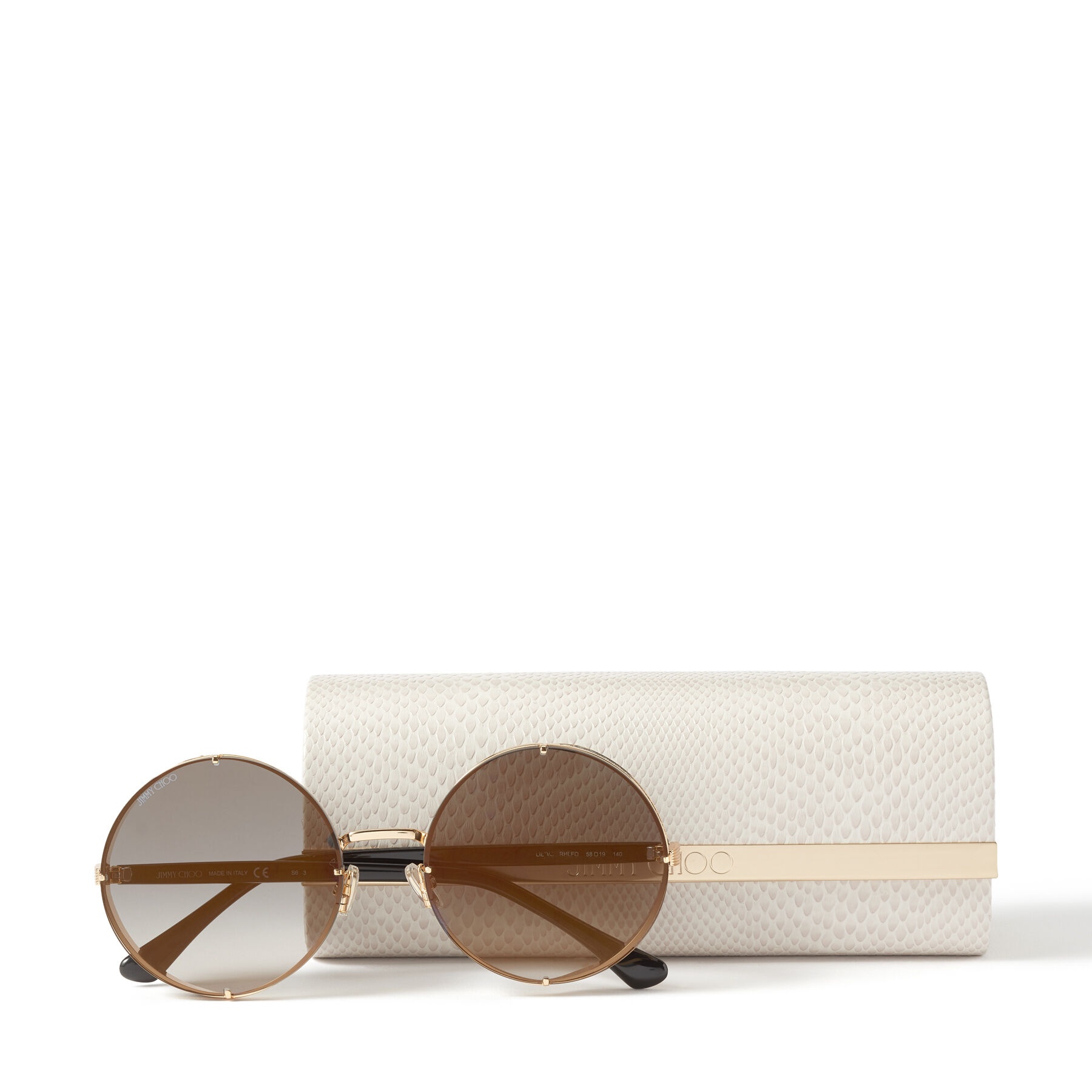 Lilo
Rose Gold Metal Round Sunglasses with Grey-Shaded Gold Mirror Lenses - 4