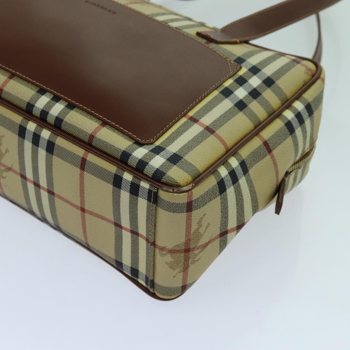 Burberry Nova Check Shoulder Bag Pvc Leather Beige - 9