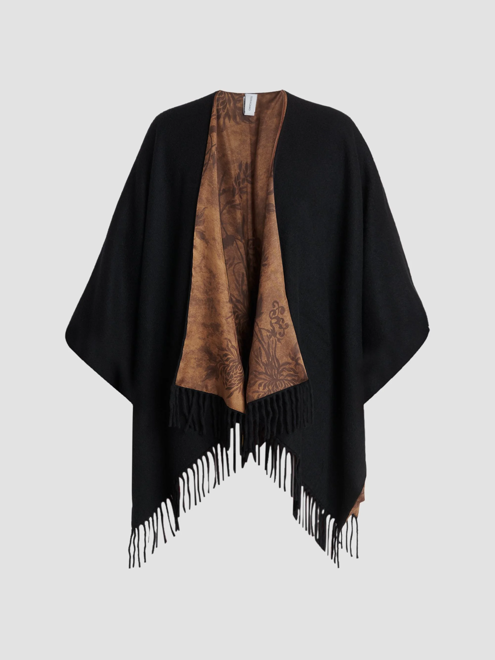 Women's Floral Cashmere-Blend Reversible Cape - Blackyellow - 1