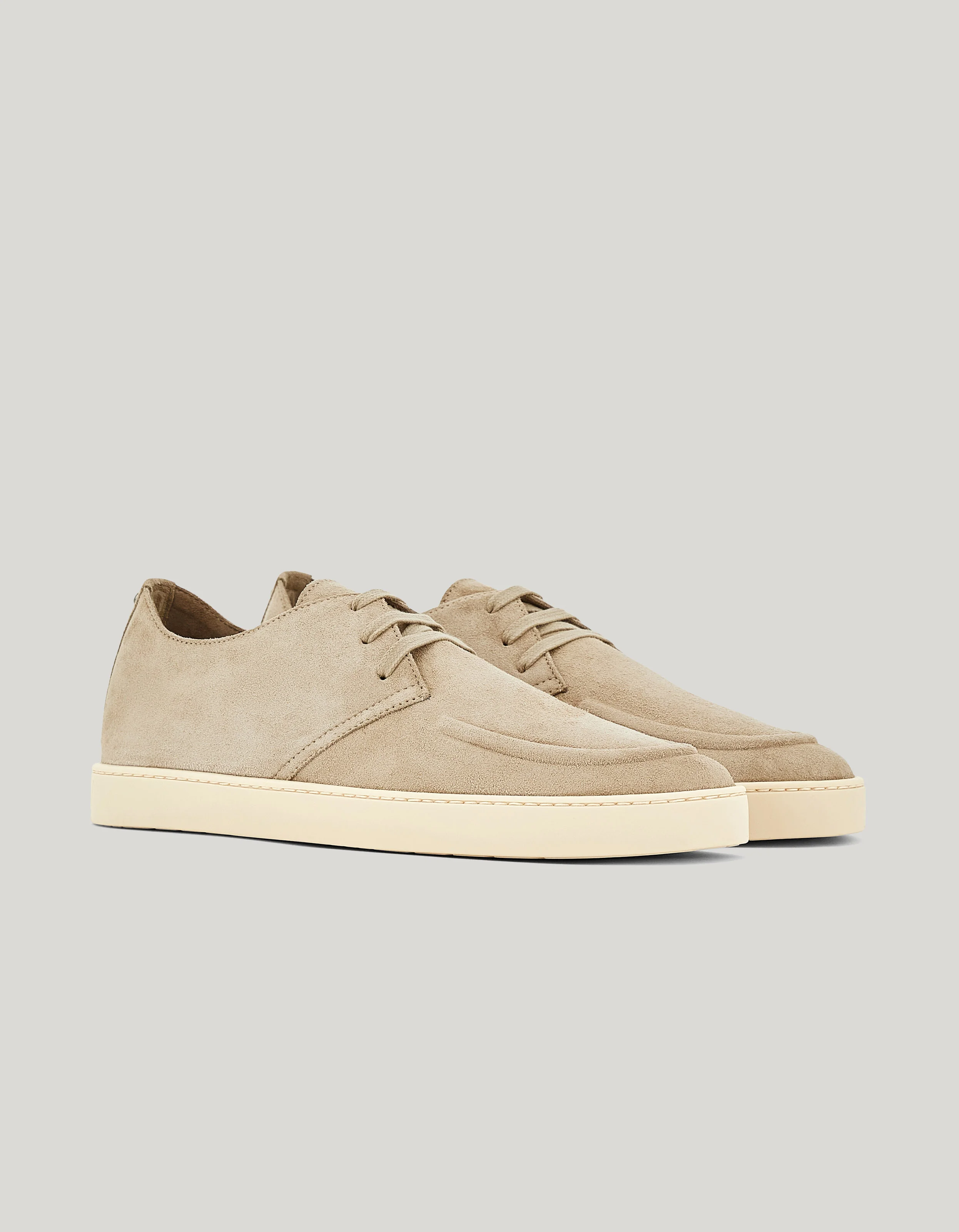 BEIGE SUEDE ANKLE BOOTS WITH GUNMETAL RIVET AND RUBBER SOLE - 1