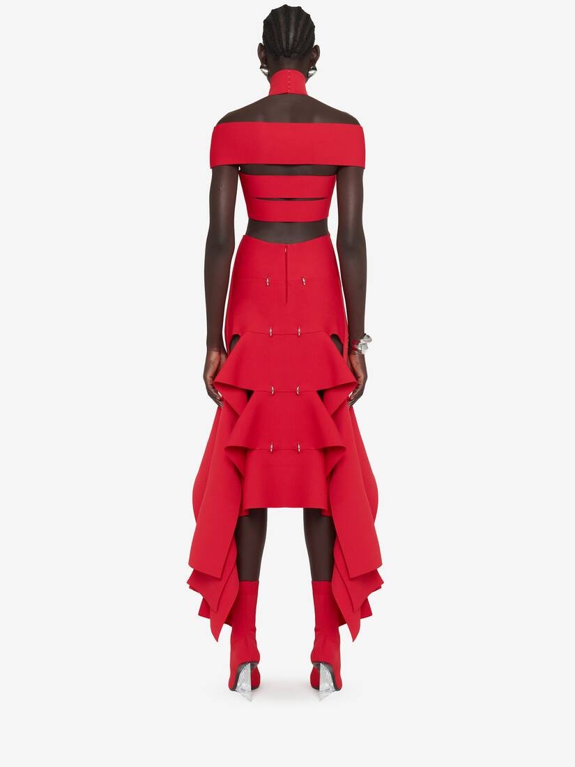 Women's Slashed Spine Dress in Lust Red - 4