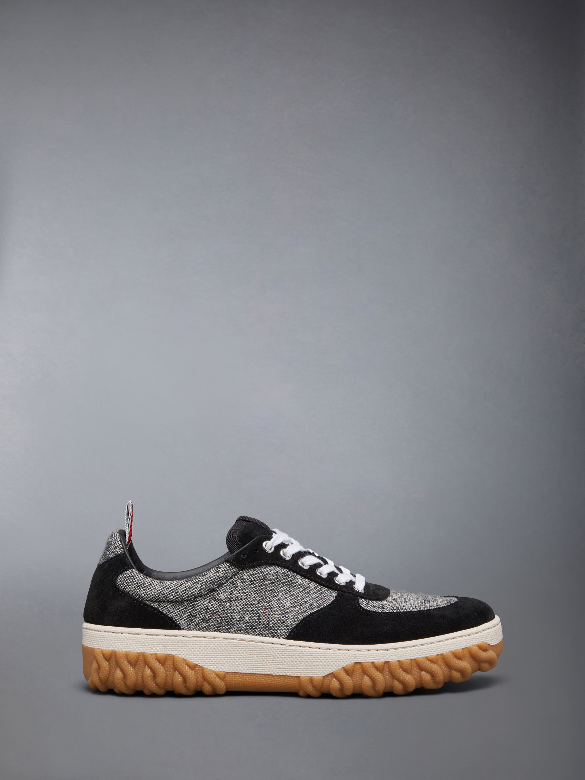 Donegal Tweed Cable Knit Sole Letterman Trainer - 1