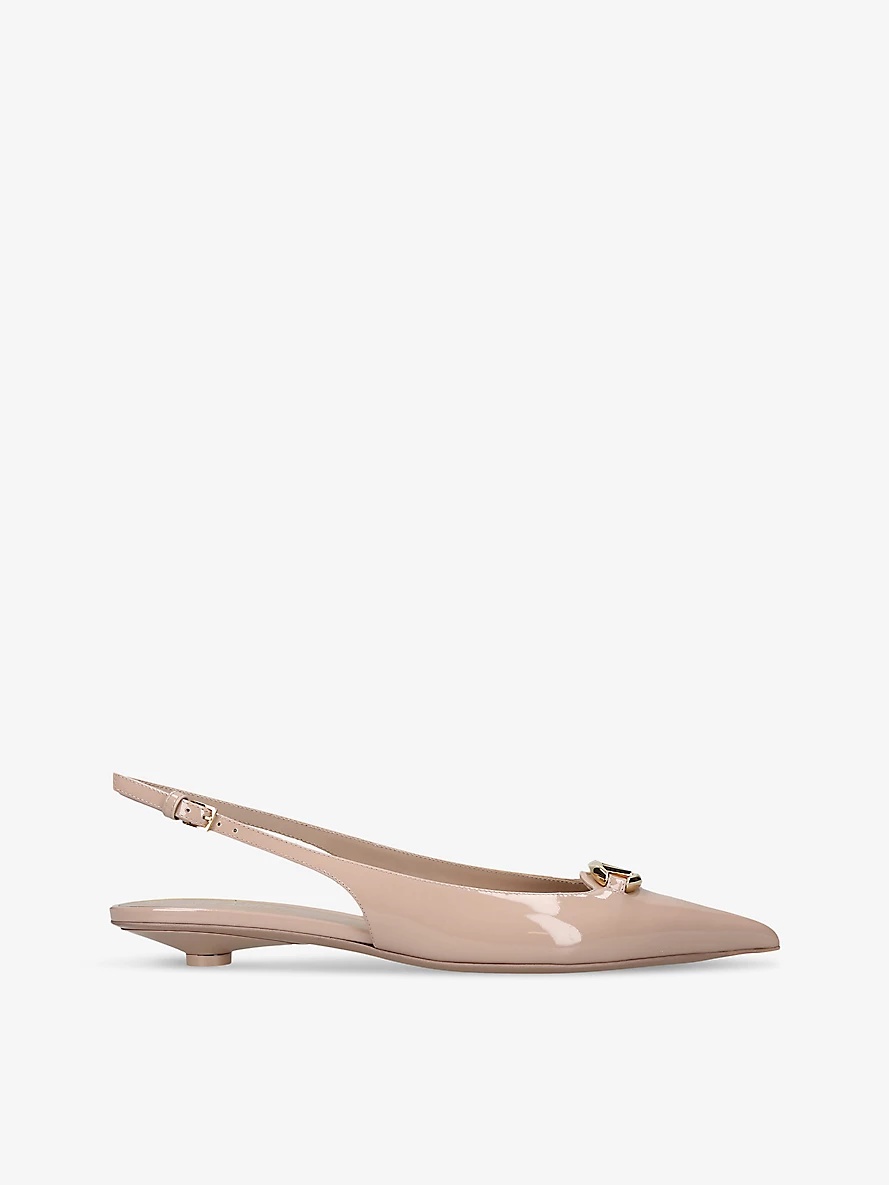 VLogo Moon patent-leather slingback courts - 1