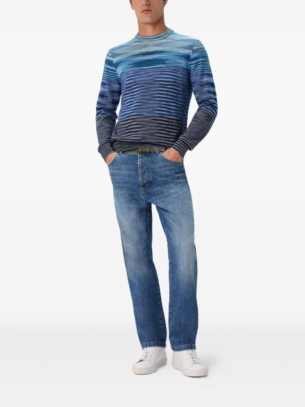striped wave-pattern sweater - 2