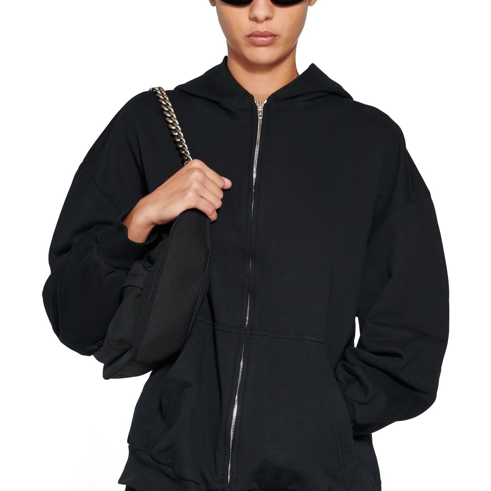 Balenciaga Outside Loop Zip-Up Hoodie Small Fit 'Black Faded' 744454TOVF51055 - 6