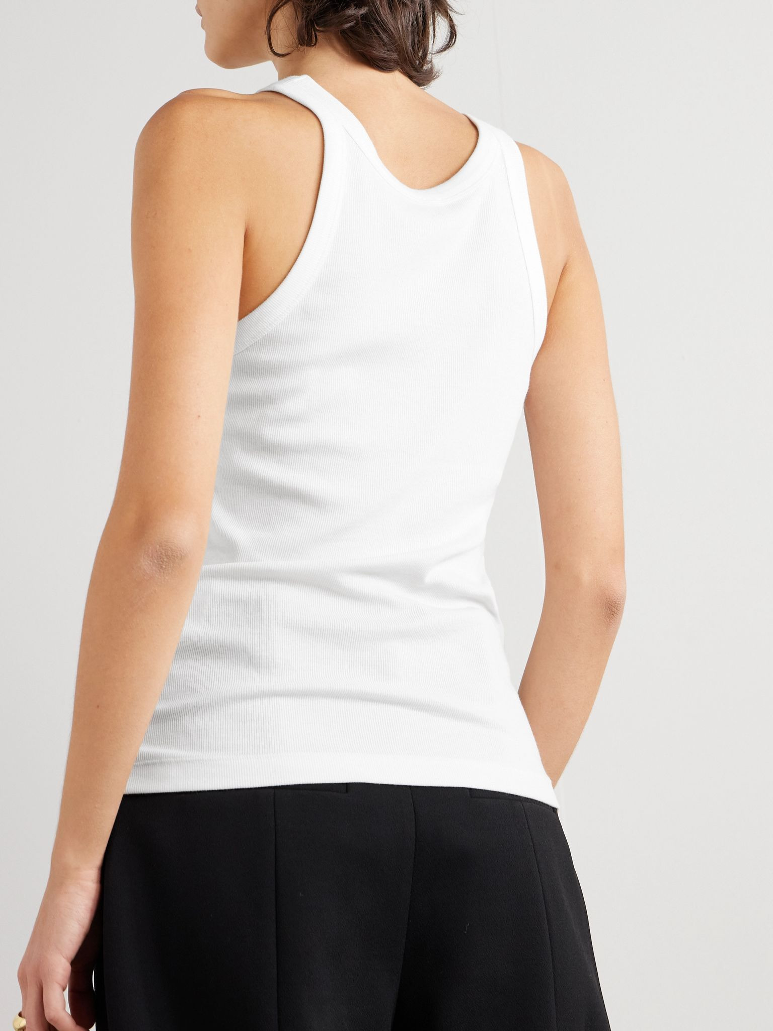 + NET SUSTAIN Curved ribbed stretch organic cotton-jersey tank White - 4