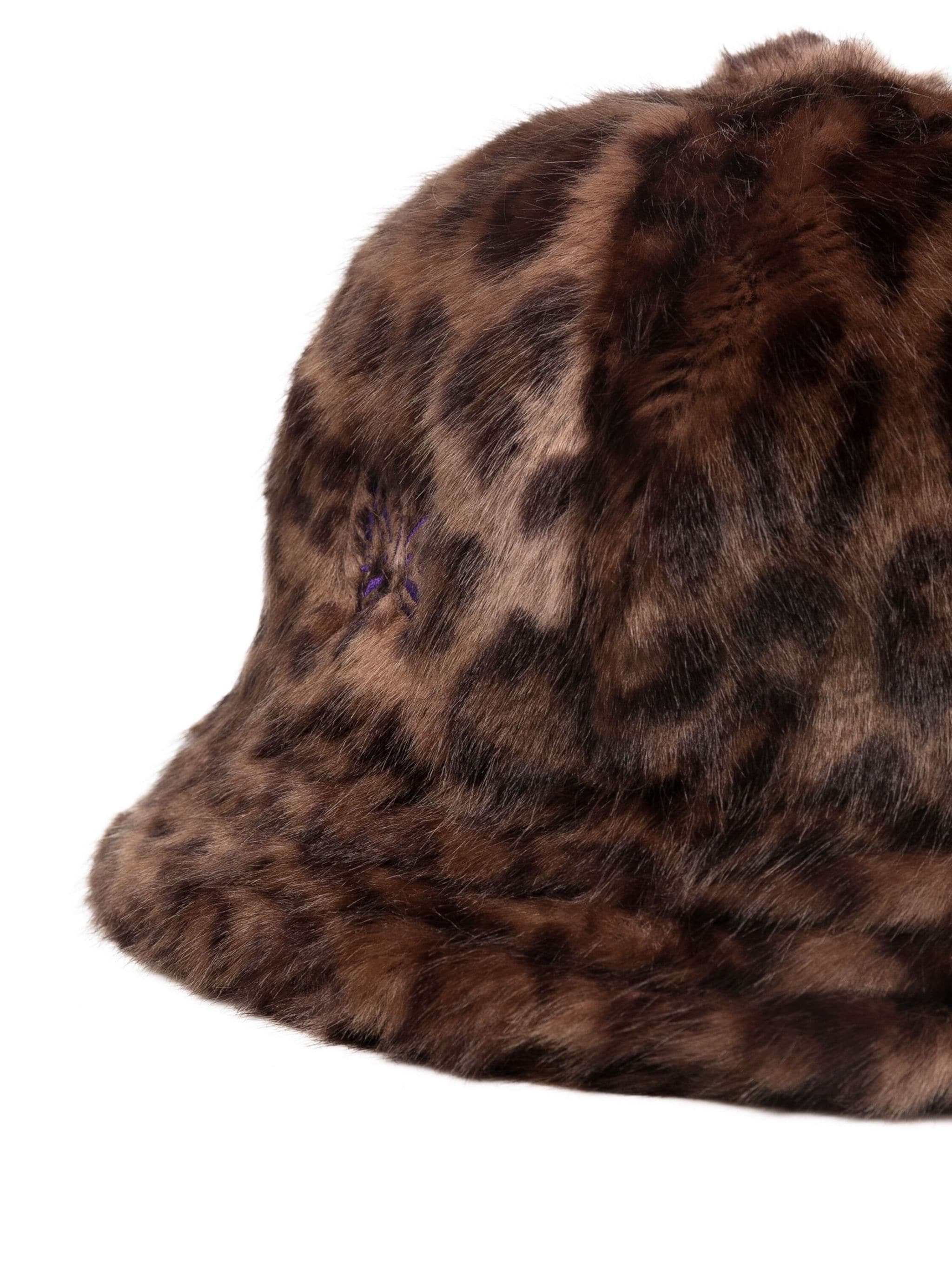 faux-fur leopard-print bucket hat - 2