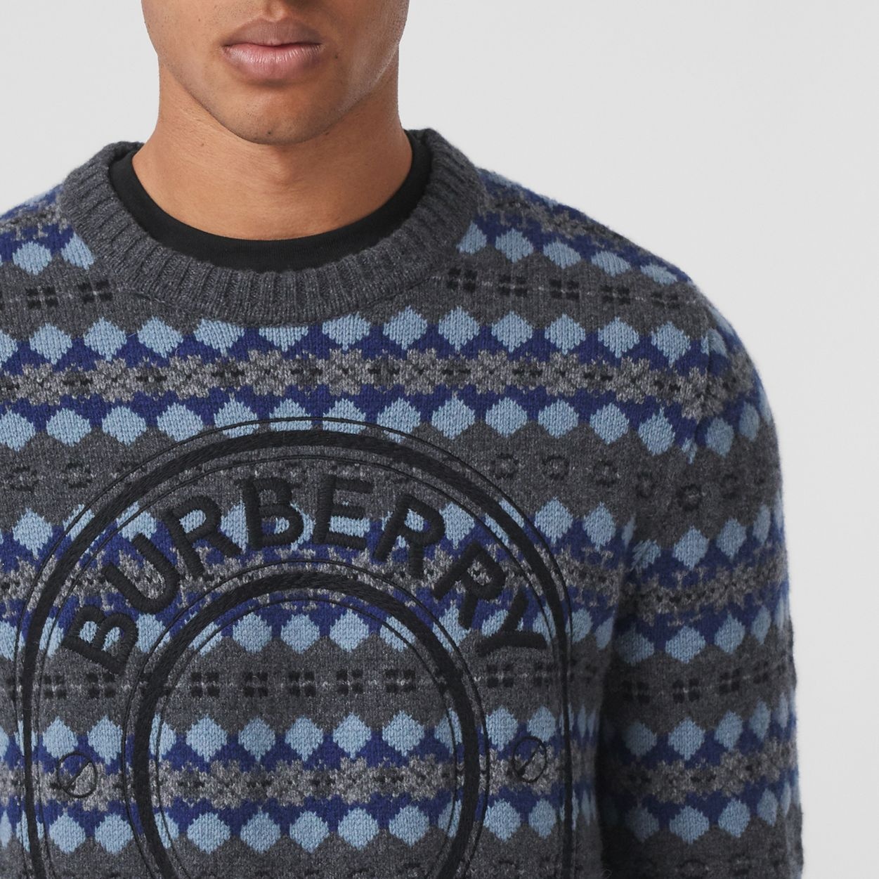 Logo Graphic Fair Isle Cashmere Wool Sweater - 3