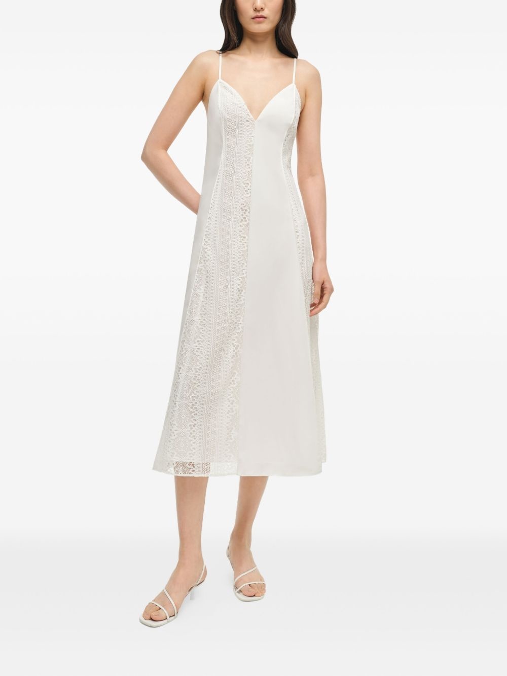 Mina lace-insert midi dress - 4
