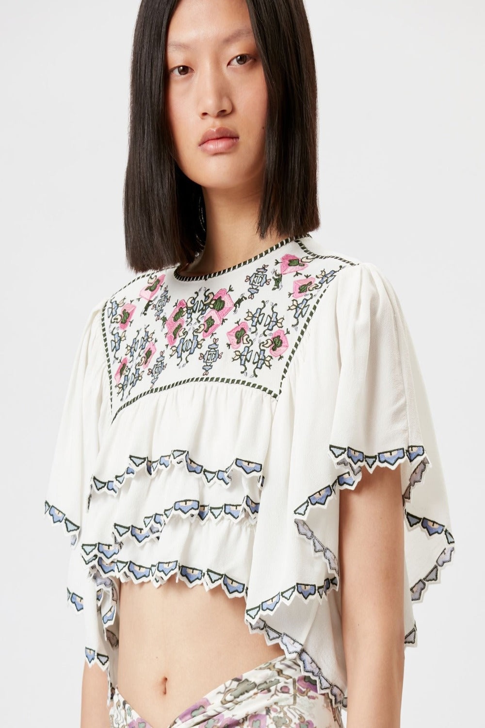 Sana Embroidered Crop Top - 1