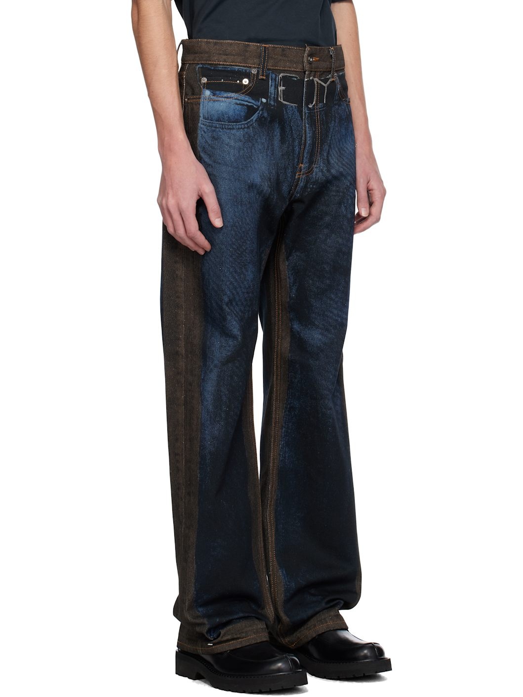 Brown & Blue 'YP' Trompe L'oeil Jeans - 2